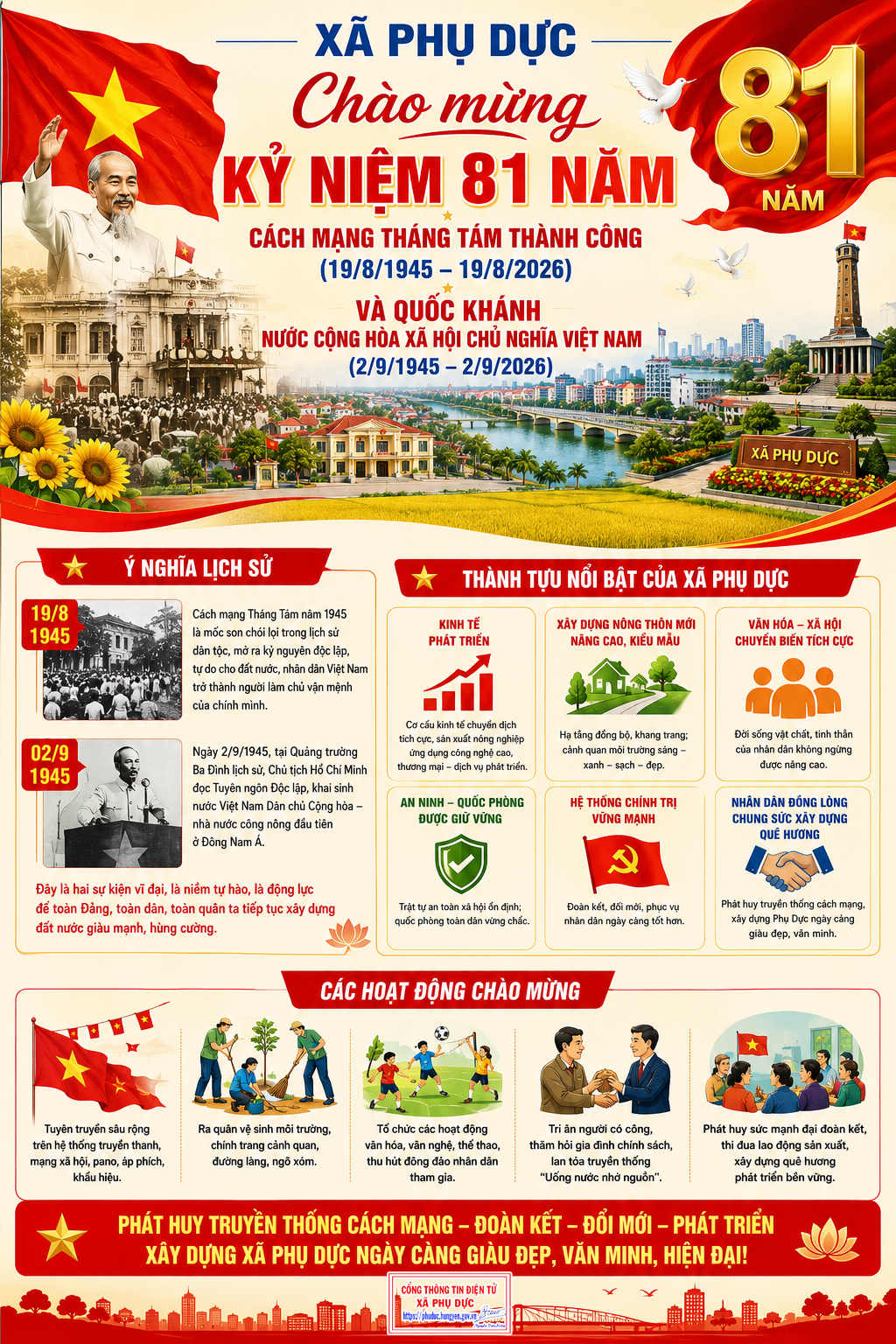 81 NĂM CÁCH MẠNG THÁNG TÁM VÀ QUỐC KHÁNH 2/9: PHÁT HUY GIÁ TRỊ LỊCH SỬ, VỮNG BƯỚC VÀO KỶ NGUYÊN PHÁT TRIỂN MỚI.